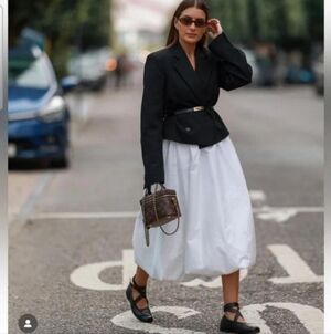 Zara White Women's Bubble Maxi Skirt Size Medium